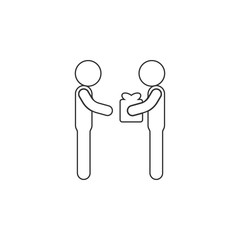 Obraz premium Gift to a friend icon. Simple thin line, outline vector of Friendship icons for UI and UX, website or mobile application