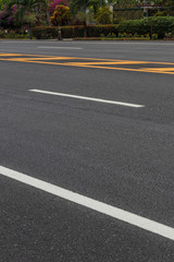 Road and yellow line in the countryside.