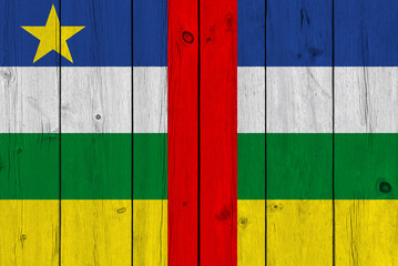 Central African Republic flag painted on old wood plank