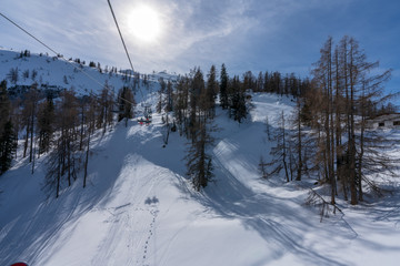 Aussicht von Waidring Steinplatte auf Winterlandschaft