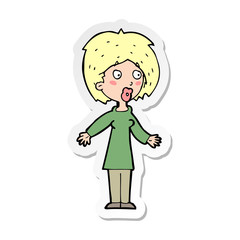 sticker of a cartoon surprised woman