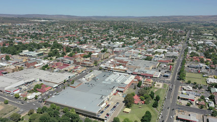 Aerial view of the central west New South Wales town of Bathurst.