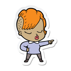 sticker of a cartoon pretty hipster girl