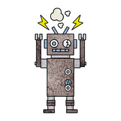 retro grunge texture cartoon malfunctioning robot