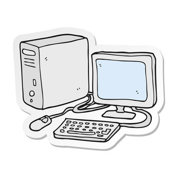 sticker of a cartoon computer