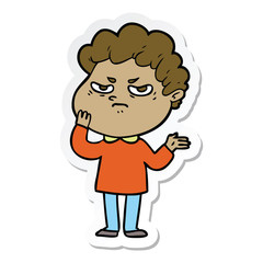 sticker of a cartoon angry man