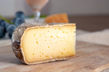 French hard cow or goat cheese Tomme or Tome, produced in French Alps