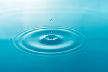 Water droplets on surface water background