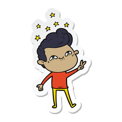 sticker of a cartoon excited man