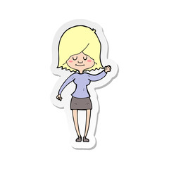 sticker of a cartoon happy woman