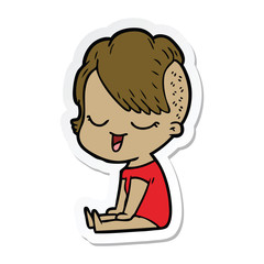 sticker of a happy cartoon girl