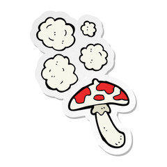 sticker of a cartoon toadstool