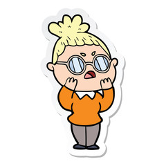 sticker of a cartoon annoyed woman