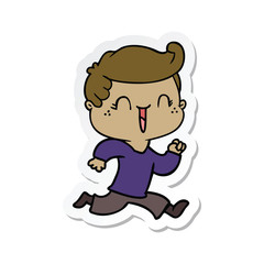 sticker of a cartoon laughing boy