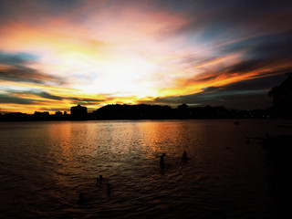 Naklejka premium Sunset at the beach