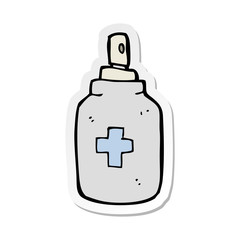 sticker of a cartoon antiseptic spray