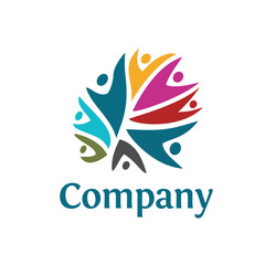 Obraz premium people community colorful logo template. Teamwork community symbol