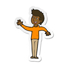 sticker of a cartoon man waving