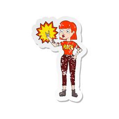retro distressed sticker of a cartoon rock girl