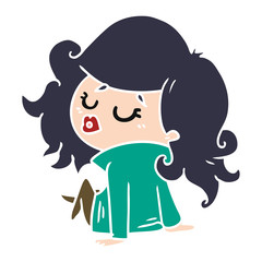 cartoon of cute kawaii girl