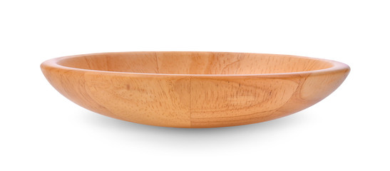 wooden bowl on white background
