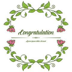 Vector illustration write congratulation with leaf floral frame art hand drawn