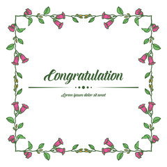 Vector illustration a crowd of beautiful leaf flower frame for greeting congratulation hand drawn