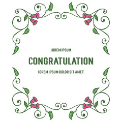 Vector illustration lettering congratulation with colorful flower frame hand drawn