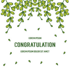 Vector illustration greeting card congratulation with beauty green leaf flower frame hand drawn