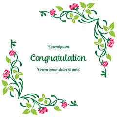Vector illustration greeting congratulation for leaf flower frame style hand drawn