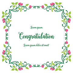 Vector illustration greeting congratulation for leaf flower frame style hand drawn
