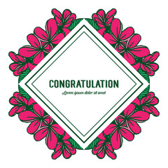 Vector illustration greeting card congratulation with floral frame very blooms hand drawn