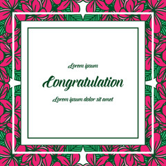 Vector illustration green leaf flower frame elegant for writing congratulation hand drawn