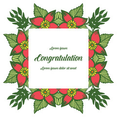 Vector illustration decorative leaf flower frame blooms for greeting card congratulation hand drawn