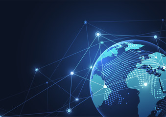Global network connection. World map point and line composition concept of global business. Vector Illustration