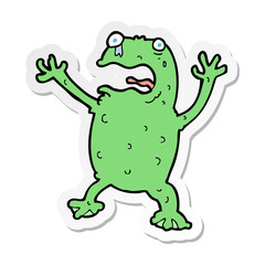 sticker of a cartoon frightened frog