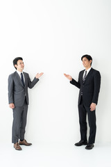 portrait of two asian businessman on white background