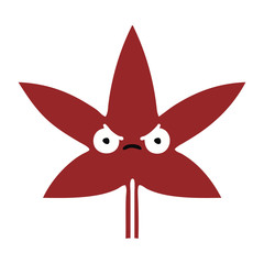 flat color retro cartoon autumnal leaf