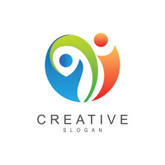 kids care logo, love people symbol,health and care logo template