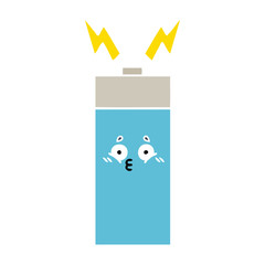flat color retro cartoon battery