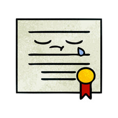 retro grunge texture cartoon graduation diploma