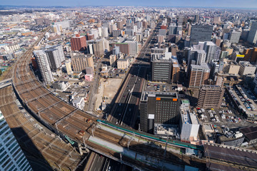 宮城仙台の冬の都市風景