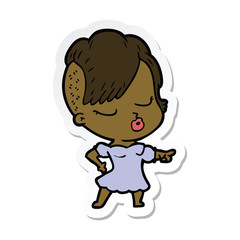 Obraz premium sticker of a cartoon pretty hipster girl