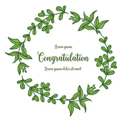 Vector illustration various shapes of leaf flower frames with lettering congratulation hand drawn