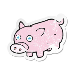 retro distressed sticker of a cartoon piglet