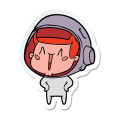 sticker of a happy cartoon astronaut