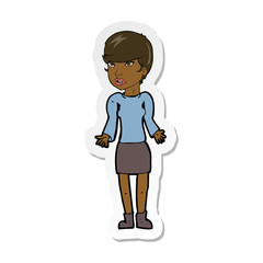 sticker of a cartoon confused woman