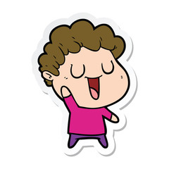 sticker of a laughing cartoon man