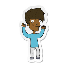 sticker of a cartoon man waving arms