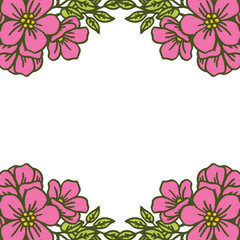 Vector illustration frame of pink flowers blooms hand drawn
